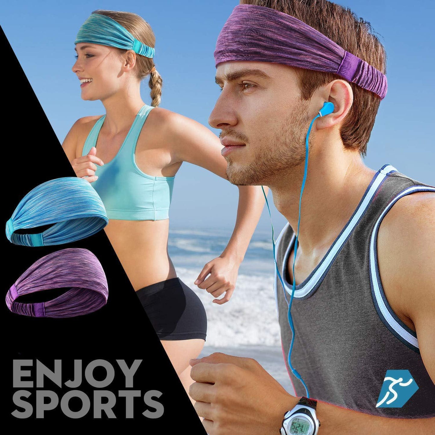 5-Piece Women's Anti-Slip Sports Sweat-Absorbing Headbands Elastic Yoga Fitness Running Headbands Unisex