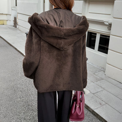 Fashionable Fur Collar Coat Women's Clothing