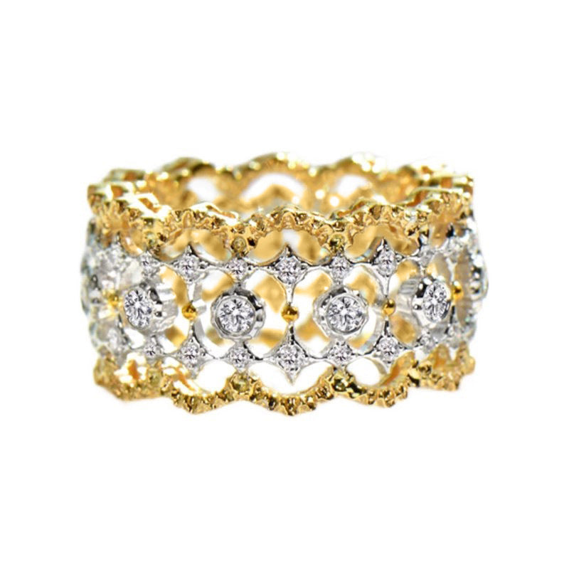 Ethnic Hollow Two-tone Ring For Women