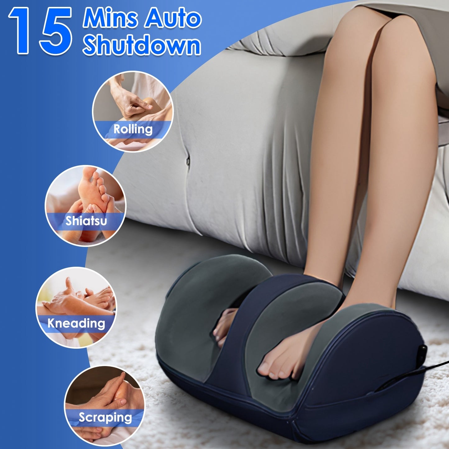 Foot Massager With Heat Foot Calf Thigh Arm Massager Machine With 3 Modes 3 Intensity Levels Gifts