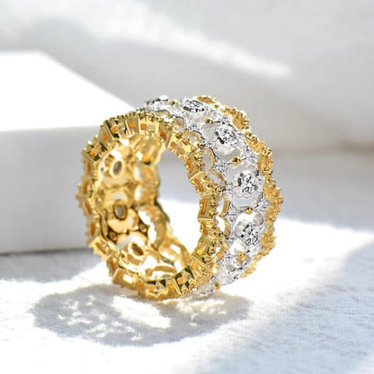 Ethnic Hollow Two-tone Ring For Women