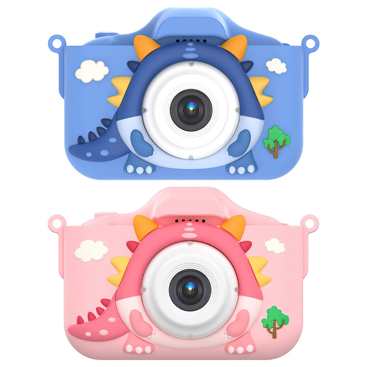 Pink-Blue Options -- 1Pc Dinosaur Kids Selfie Camera Cartoon Camera 48MP 1080P HD Digital Camera With Cartoon Case Card Reader 32G MMC Card For Boys Girls Above Aged 6 Years Old
