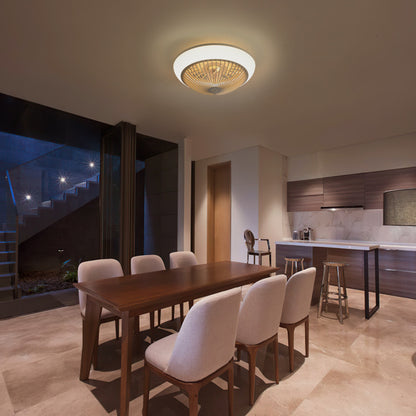 15 Inch RGB Dimmable LED Enclosed Ceiling Fan With Light, Modern Bladeless 6-speed Remote Control Suitable For Bedrooms, Children's Rooms, Parties