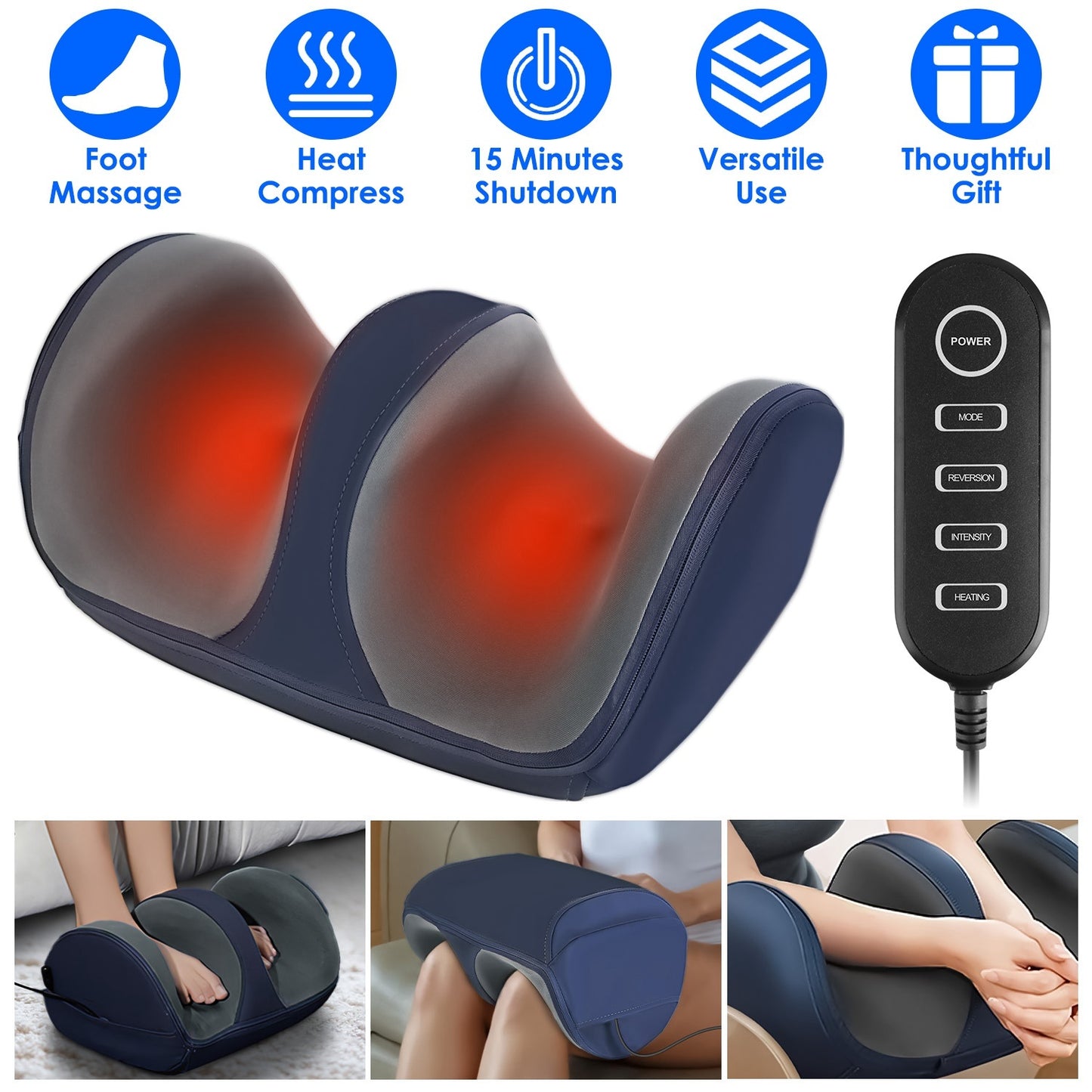 Foot Massager With Heat Foot Calf Thigh Arm Massager Machine With 3 Modes 3 Intensity Levels Gifts