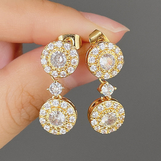 Women's Metal Diamond Round Zircon Stud Earrings