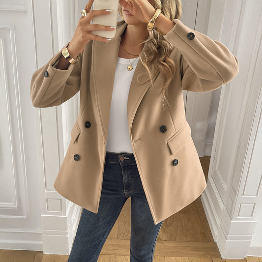 Solid Color Long Sleeve Jacket Coat Women's Clothing
