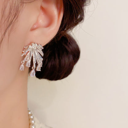 Fireworks Zircon Water Drop Earrings Women