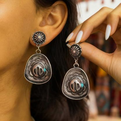 Western Cowboy Style Retro Old Cowboy Hat Pendant Earrings