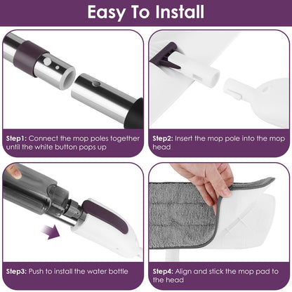 1Set Spray Mop With 3 Machine Washable Microfiber Pads 12OZ Refillable Water Bottle Wet Dry Use Microfiber Mop For Hardwood Ceramic Tiles Laminate Floor Cleaning Commercial Home Use