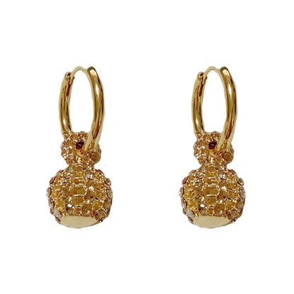Coffee Color Full Diamond Hollow Ball Ball Ear Clip