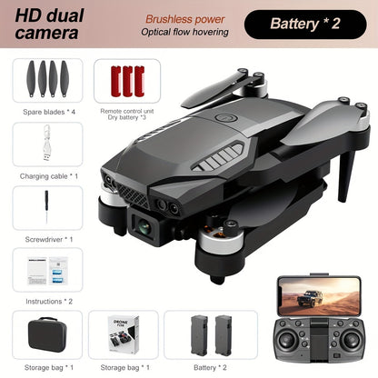 ESULOMP Brushless Drone HD Dual Camera Aerial Drone ,Quadcopter Optical Stream Positioning F196 RC Airplane