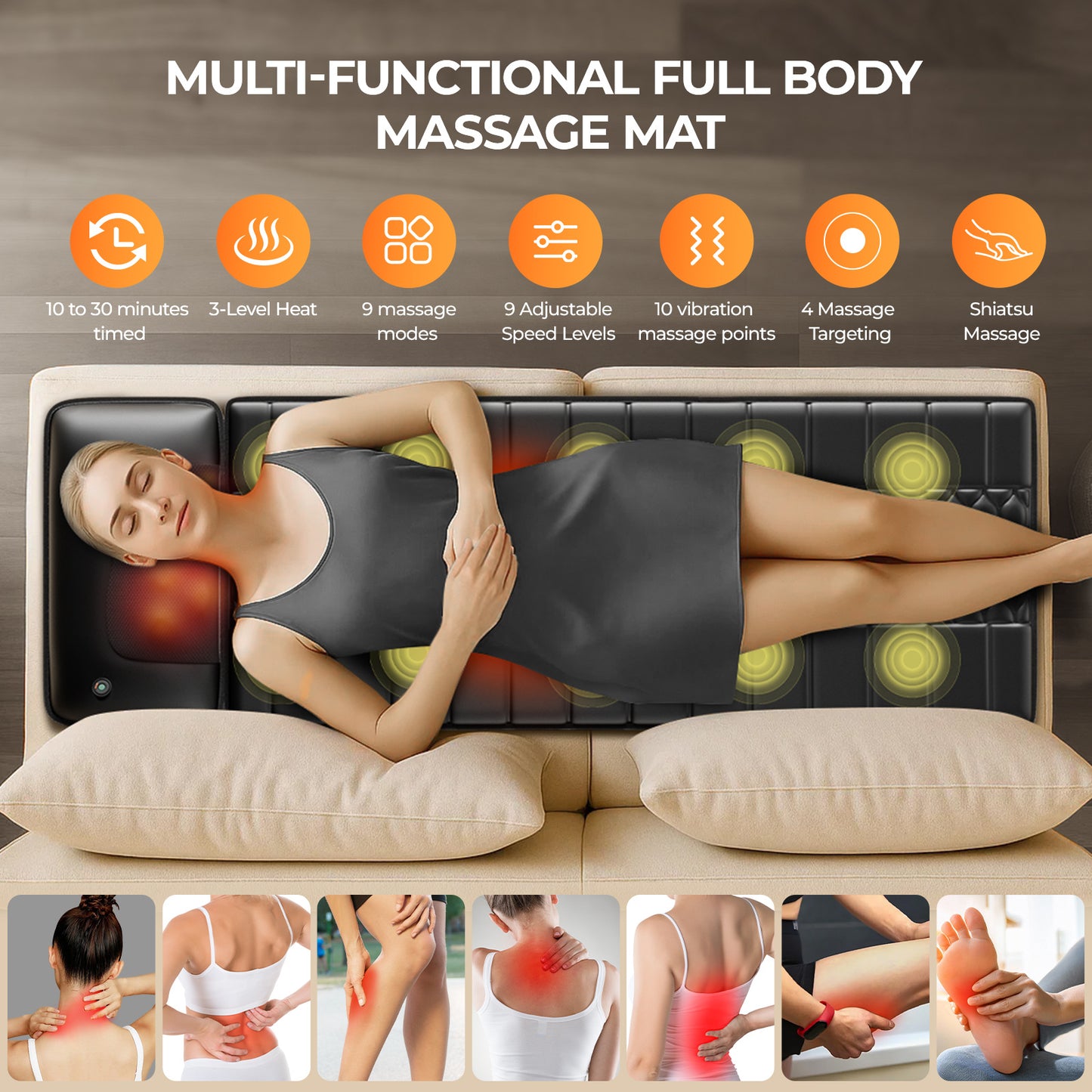 Foldable Massage Mattress Controller With Smart Heating And Timer, Perfect For Full-body Relaxation At Home, Portable And Convenient For Home Use This Item Is Not Allowed For Sale On Amazon