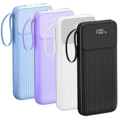1Pc PD22W Fast Charger 20000mAh Fast Charging Power Bank Portable Charger With 4 Inbuilt Cables Digital Display Handle Fit For IOSPhone 15 14 Android And More