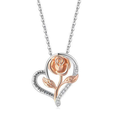 Necklace S925 Fashion European And American Style Heart-shaped Rose