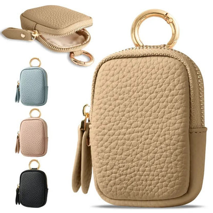 Leather Coin Purse, Small Change Purse Keychain Wallet For Women, Mini Coin Pouch With Zipper