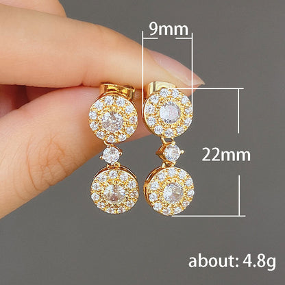 Women's Metal Diamond Round Zircon Stud Earrings
