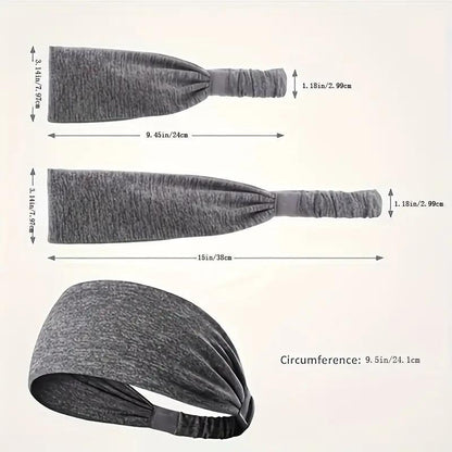 5-Piece Women's Anti-Slip Sports Sweat-Absorbing Headbands Elastic Yoga Fitness Running Headbands Unisex