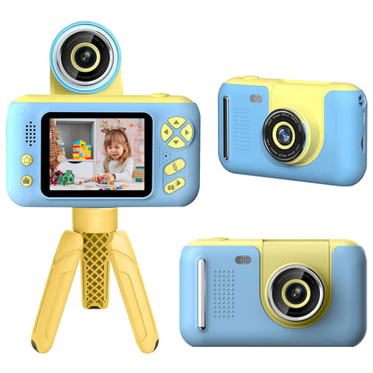 1Pc Kids Digital Camera With Flip Lens Children Video Camcorder Christmas Toy Birthday Gifts With Tripod 2.4in Screen 32G MMC Card For 3-10 Year Old Boys Girls