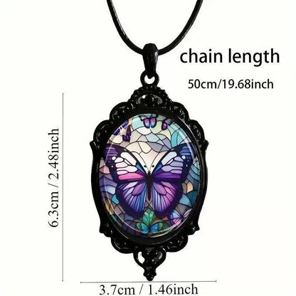 Fashionable And Elegant European And American Purple Butterfly Pattern Pendant Necklace
