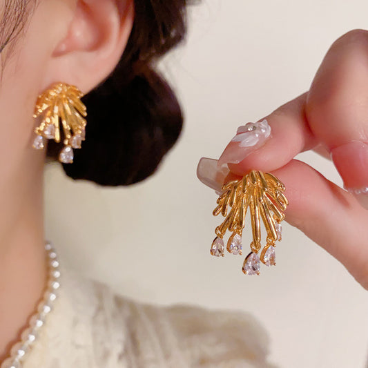 Fireworks Zircon Water Drop Earrings Women