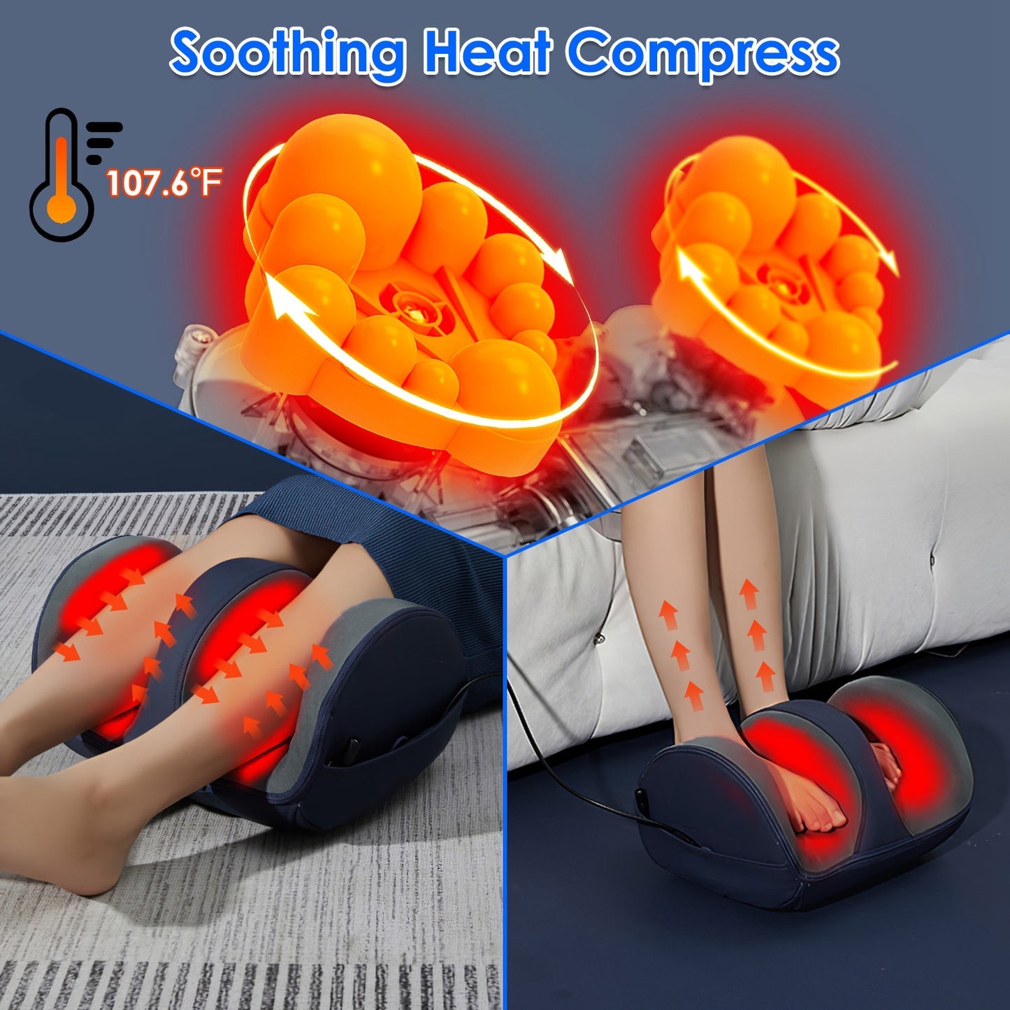 Foot Massager With Heat Foot Calf Thigh Arm Massager Machine With 3 Modes 3 Intensity Levels Gifts