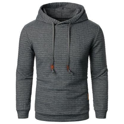Men's Jacquard Hooded Sweater Long-sleeved Hoodie Warm Solid Sports Top