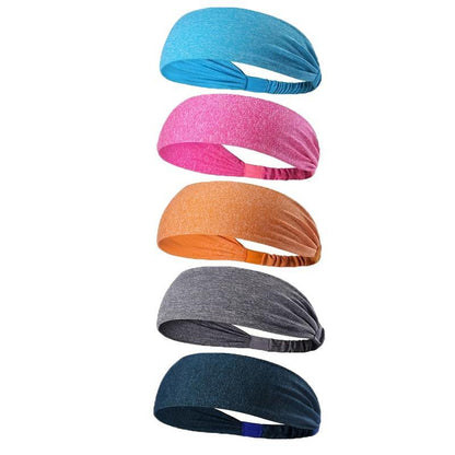 5-Piece Women's Anti-Slip Sports Sweat-Absorbing Headbands Elastic Yoga Fitness Running Headbands Unisex