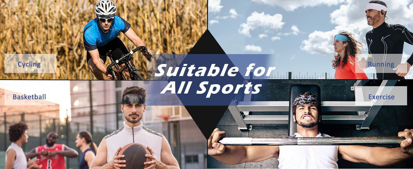 5-Piece Women's Anti-Slip Sports Sweat-Absorbing Headbands Elastic Yoga Fitness Running Headbands Unisex