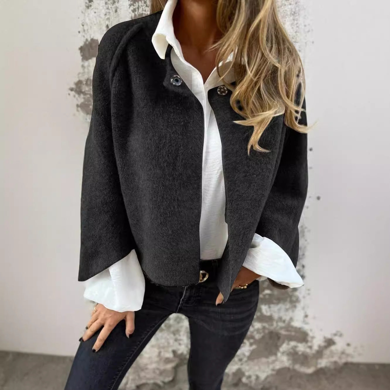 Lady's Bat-sleeve Cardigan Short Cashmere Coat