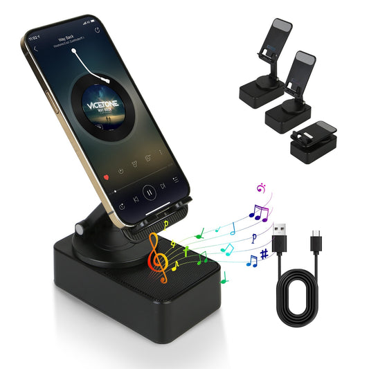 1Pc 4 In 1 Foldable Wireless Speaker Phone Stand With Power Bank 360Degree Rotatable Stand Wireless Speaker 5000mAh Battery RGB Light For Phones IPads